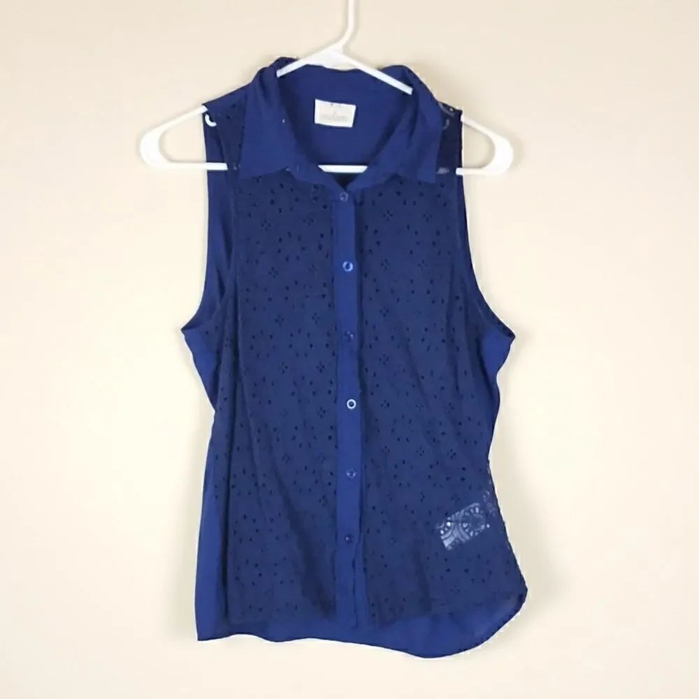 Pins & Needles Eyelet Sheer Sleeveless Blouse